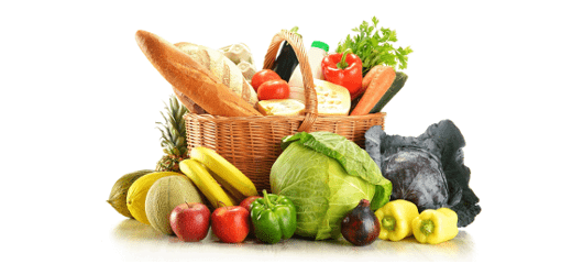 panier de légumes et fruits bio (choux, melon, pommes, poivrons,...)